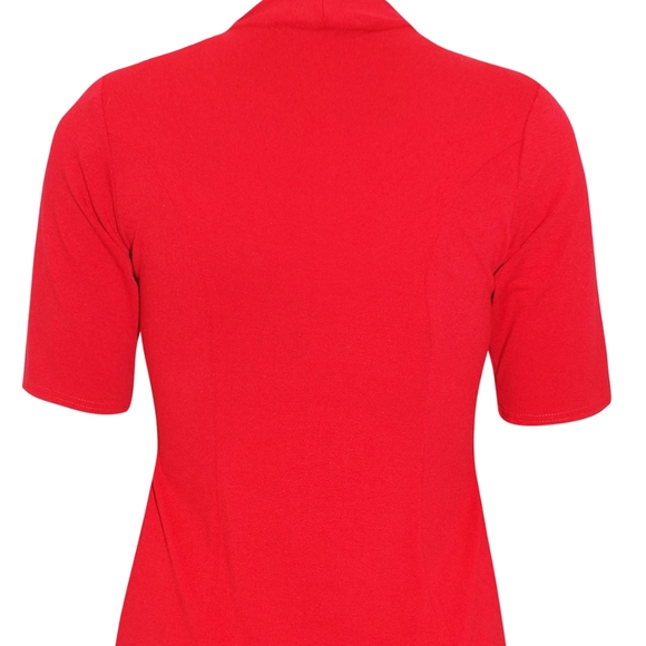 Bow Jersey Crepe Red Top - Picture 3 of 4